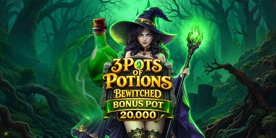 3 Pots of Potions Betwitched Bonus Pot 20,000 by Gaming Corps, available for your casino platform