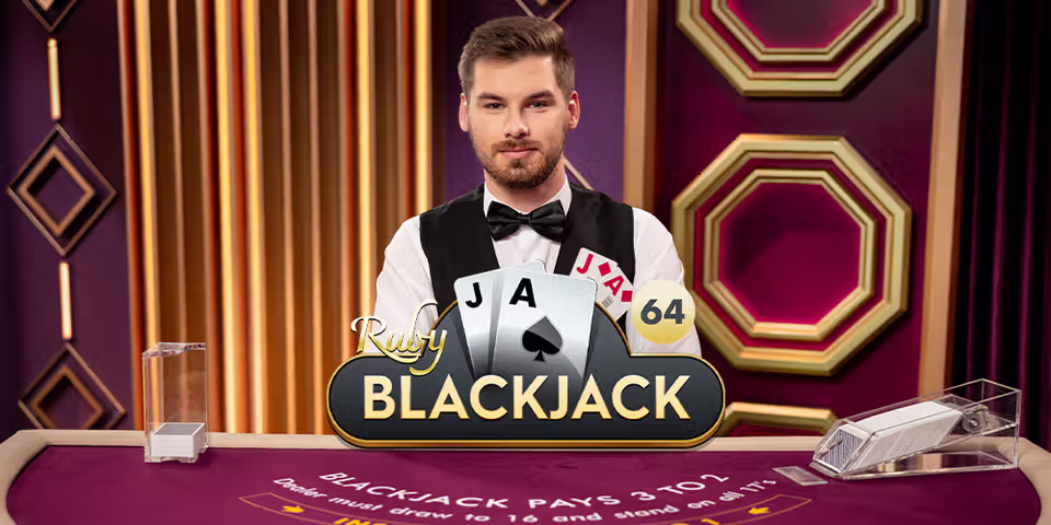 Blackjack 64 Ruby by Pragmatic Play Live, available for your casino platform