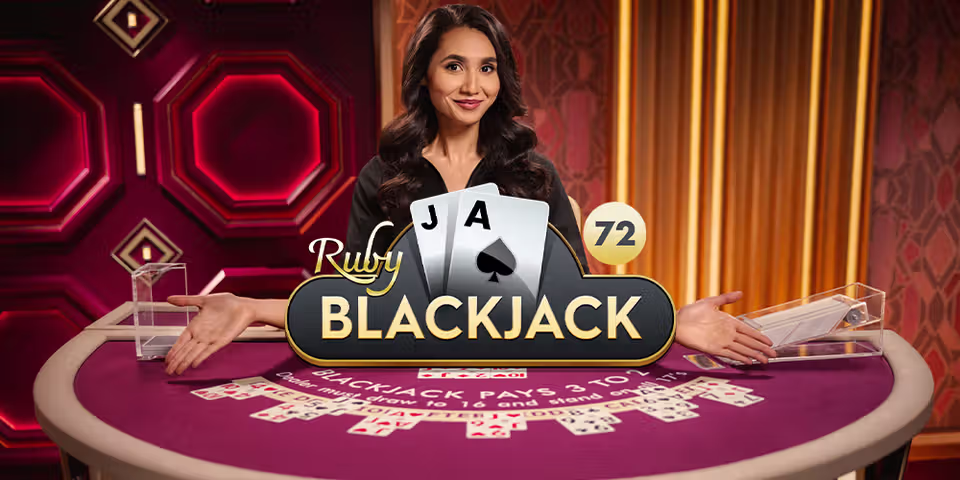 Blackjack 72 Ruby by Pragmatic Play Live, available for your casino platform