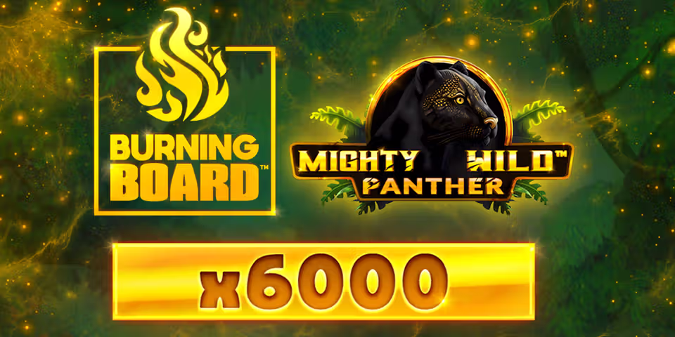 Mighty Wild: Panther Gold Burning Board by VoltEnt, available for your casino platform